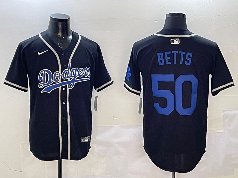 Men Los Angeles Dodgers #50 Betts Black Fashion Game 2025 Nike MLB Jersey style 1